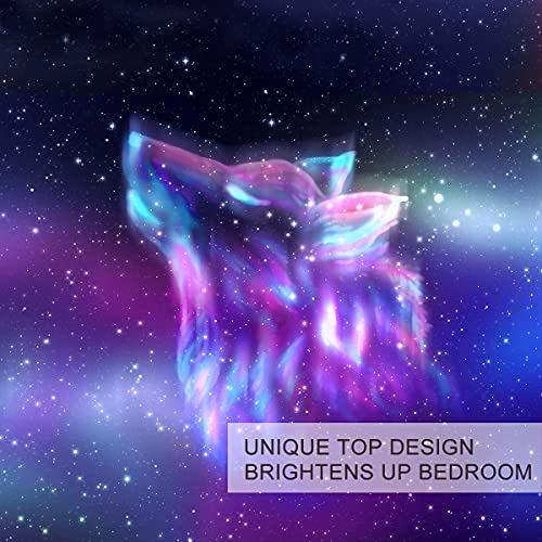 Blessliving Howling Wolf Duvet Cover Twin Purple Galaxy Pattern Printed Colorful Space Bedding Quilt Cover And 2 Pillow Shams For Boys Kids Teens 3 Piece Soft Comforter Cover #TOP2