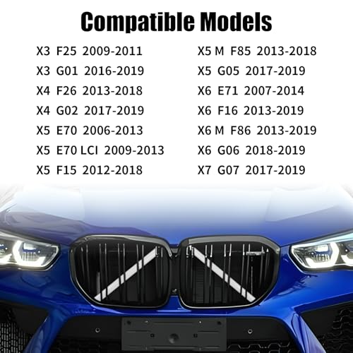 Image of V Brace Wrap Covers Compatible with BMW Grille Inserts StripesWrap | White Grill Inserts Compatible with BMW G01 G02 G05 G06 G07 F15 F16 F25 F26 E70 For X3 X4 X5 X6 X7 Series Accessories