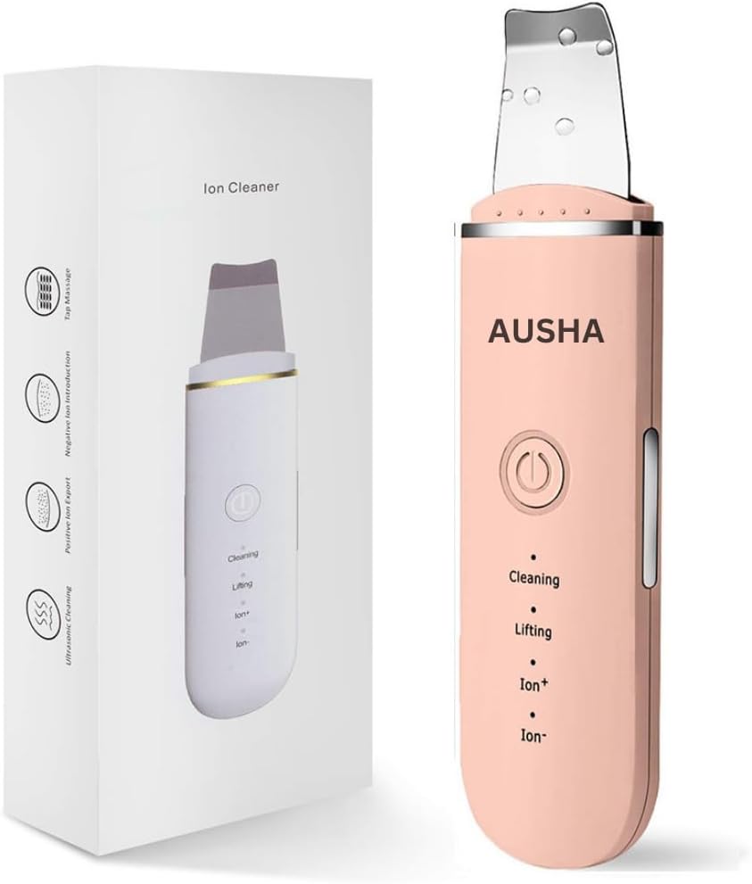AUSHA Ultrasonic Whitehead Remover Machine for Face – Electric Skin Scrubber for Nose & Head, Acne & Sebum Removal, Blackhead Cleaner Tool for Women & Men