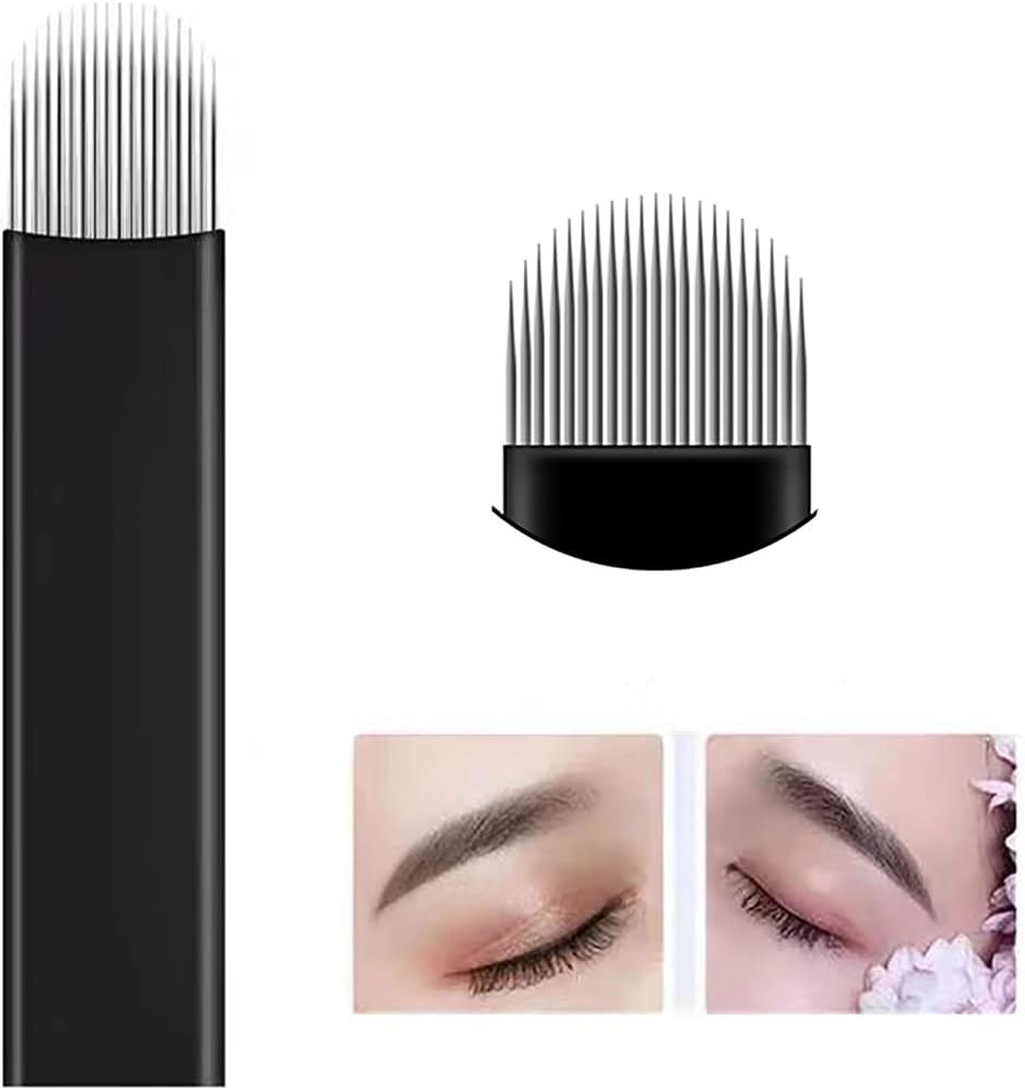 Microblading Needles,Blossm 50PCS 18 U Shape Tattoo Eyebrow Tattoo Needle For 3D Embroidery Manual Microblade Pen Permanent Makeup Supplies(18U