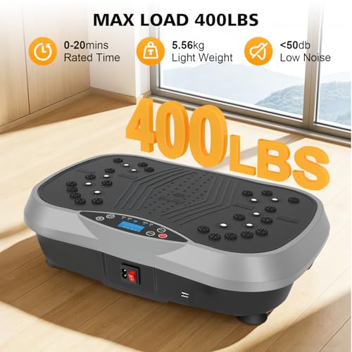 Image of Vibration Plate Exercise Machine, 10 Auto Modes /200-Levels Vibrating Plate for Lymphatic Drainage Weight Loss, 400LBS Capacity Shake Plate for Whole Body Workout for Home Gym Fitness