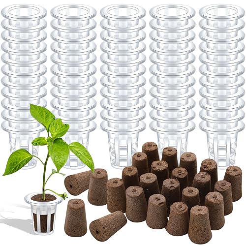 Ziliny Kit de 200 esponjas de cultivo, incluye 100 esponjas de cultivo, 100 cestas de plantas de raíz, kit de cultivo de raíces, cápsulas hidropónicas de repuesto, accesorios de jardín para sistema de