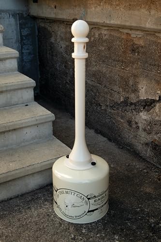 Eagle 1205BEI Galvanized Steel Cigarette Butt Receptacle, 5 gallon Capacity, 40" Height, 12" Diameter, Beige", "12" od x 40" h