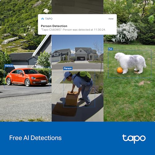 Image of Tapo 4K 8MP Wired Pan /Tilt Outdoor Security Camera, Free Person /Vehicle Detect & 360 Motion Track, Color Night, Local AI, SD /Cloud Storage, Works w /Alexa & Google Home, 2.4 GHz WiFi C560WS