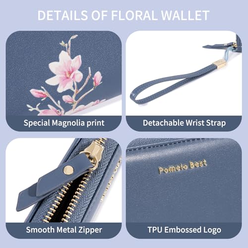 Pomelo Best Womens Wallet RFID Blocking Leather Multi Credit Card Large Capacity Wristlet Zip Around Long Wallets for Lady3