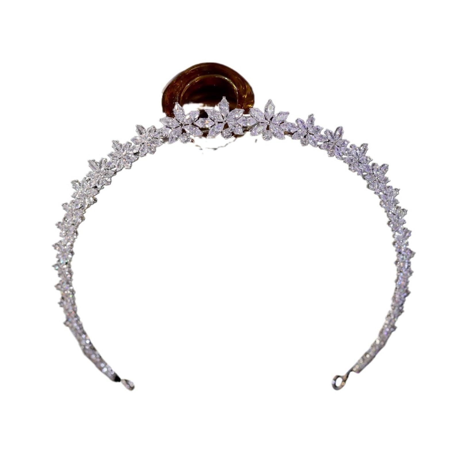 Silber Farbe verlängern Tiara Blumenkronen Hochzeit Kristall CZ Stirnband Braut Haarschmuck Schmuck