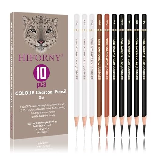 HIFORNY Juego de 10 lápices de color carbón, lápices de tiza pastel para dibujar, sombrear, mezclar, retratar, ideal para principiantes y artistas