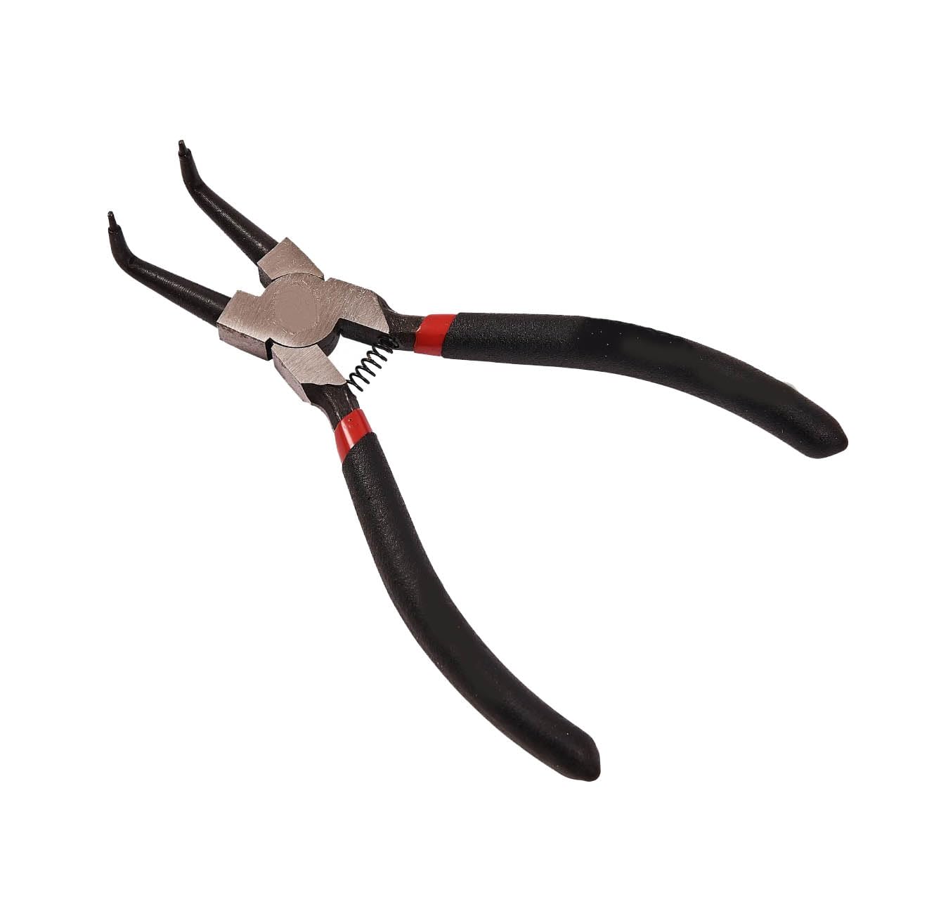 Mr.gadget's Solutions Black 150Mm Internal Bent Circlip Plier, Alloy Steel, Spring-Loaded, Cushion Grip Handles,