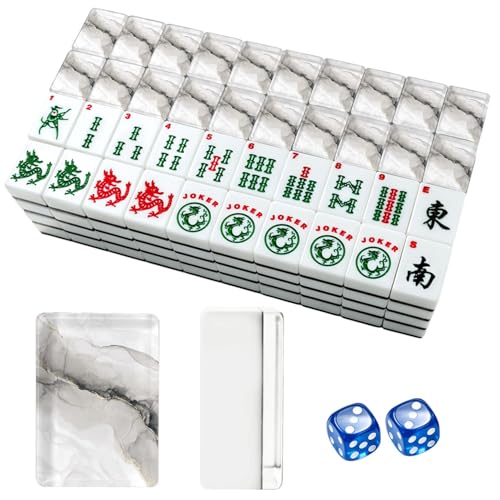 Set Americano de Mahjong 166 Fichas Acrílicas con Bolsa miniatura 1