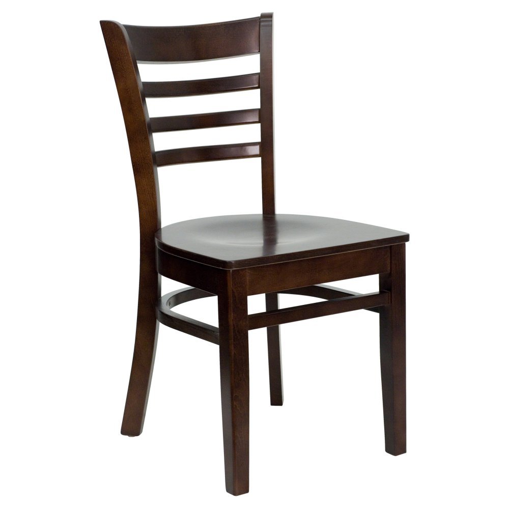 Flash Furniture Hercules Wood Ladder Back Restaurant Chair, Walnut