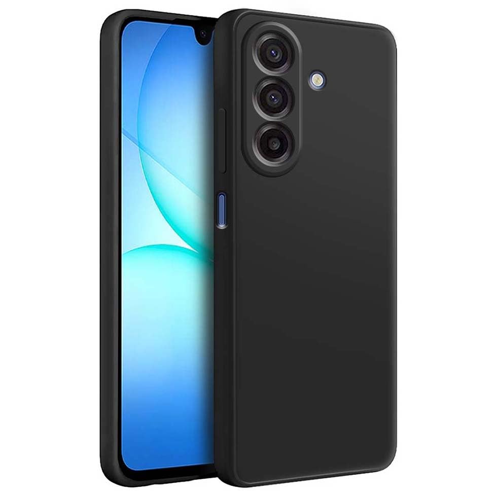 Image of Fashionury Liquid Silicon Back Cover for Samsung Galaxy M17 5G / Samsung Galaxy A17 5G / Samsung Galaxy F17 5G | Camera Protection | Inner Velvet Fabric | Anti-Fingerprint | Ultra Slim Case (Black)