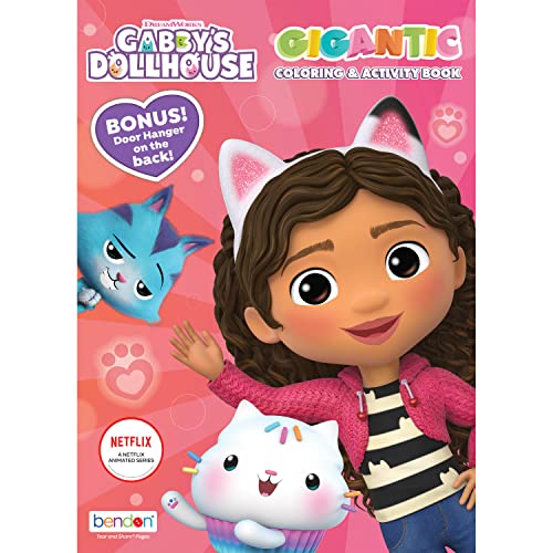 Gabby's Dollhouse Gigantic Coloring and Activity Book - Includes Games, Puzzles, Mazes and with Bonus Door Hanger on The Back - Officially Licensed (Pack of 1)