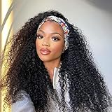HeadBand Wig Curly Human Hair Wig None Lace Front Wigs for Black Women Kinky Curly Machine Made...