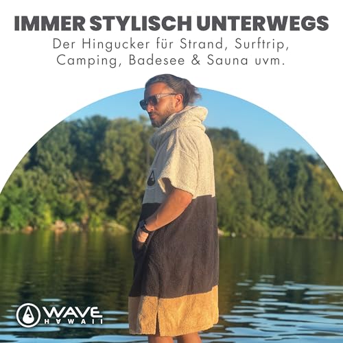 WAVE HAWAII Bade-Poncho Damen & Herren Soul, Größe M, 160-190cm, 100% Baumwolle Surf-Poncho für Erwachsene, Frottee-Handtuch mit hoher Wasserabsorption, Umziehhilfe Strand Erwachsene