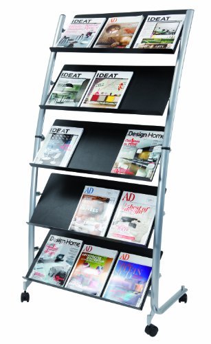 Alba Large Mobile Literature Display, 5 Levels, Metallic Gray and Black (DD5GM) by Alba