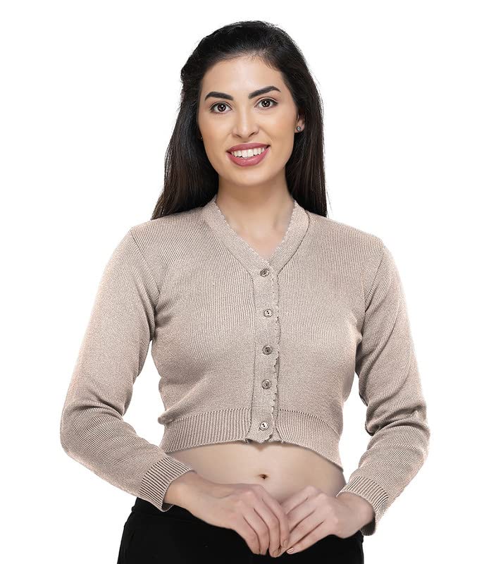 Image of Women Winter Wear V-Neck Full Sleeves Regular Fit Woollen Blouse