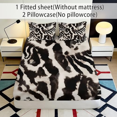 Drap housse zèbre microfibre imprimé 3D grande profondeur 25cm - 3