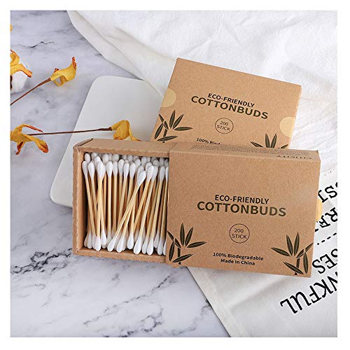 Preisvergleich Produktbild YOGANHJAT Bambus Wattestäbchen Holz Watteträger unsteril kompostierbare Premium Wattestäbchen Reines Naturprodukt für Make-up, Reinigung, Polieren Ohrreinigung mit Aufbewahrungsbox,6 Boxes