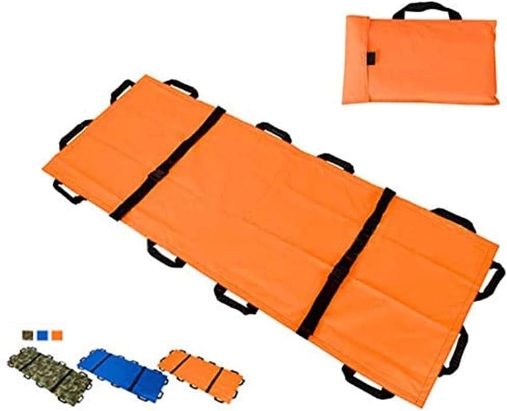 TAMNAN Camilla de rescate plegable manta de transferencia con asas de tela Oxford de doble grosor camilla de emergencia médica (color: azul)