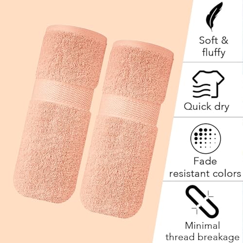 Image of Sulfar 100% Terry Ring Spun Cotton Face Towel - Quick-Dry, Highly Absorbent (480 GSM) (30 x 30 Cm) Tender Peach (Pack of 2)