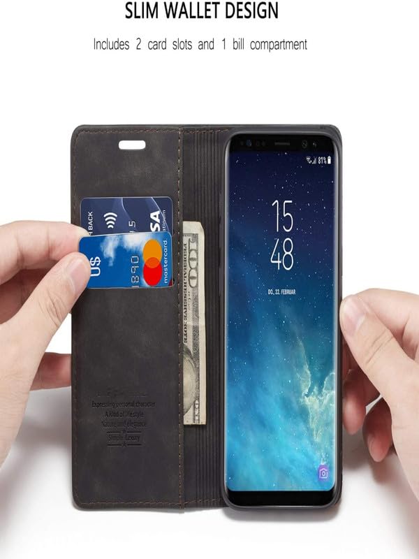 Image of Perkie Velvet Soft Faux Leather Wallet Flip Case Kick Stand Magnetic Closure Flip Cover for iPhone 15 (Black)