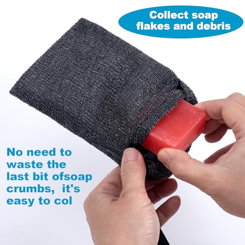 Image of Soap Bag for Soap Bar, Mesh Pocket Exfoliating Bar Soap Saver Body Scrubber Foaming Pouch Sponge Exfoliator for Bath Shower