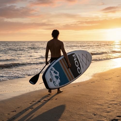 Image of Roc Inflatable Stand Up Paddle Board with Premium SUP Paddle Board Accessories, Wide Stable Design, Non-Slip Comfort Deck for Youth & Adults