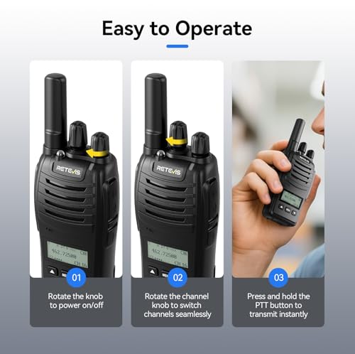 Image of Retevis H777D Walkie Talkies Long Range with LCD Screen, USB -C Charging, Portable FRS Two Way Radios for Adults, Handsfree, Durable Walkie Talkie for Restaurant Retail Warehouse School(10 Pack)
