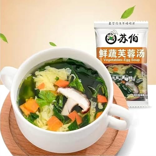 Instant Vegetable Soup,Wild Greens Spinach,Seaweed,Cabbage,Fresh Vegetables,Tomatoes Soup,6G/Bag,Variety Flavor,Chinese Food,Healthy And Nutritious Ready-To-Eat Breakfast (Mixed Flavors,5Bags) #TOP3