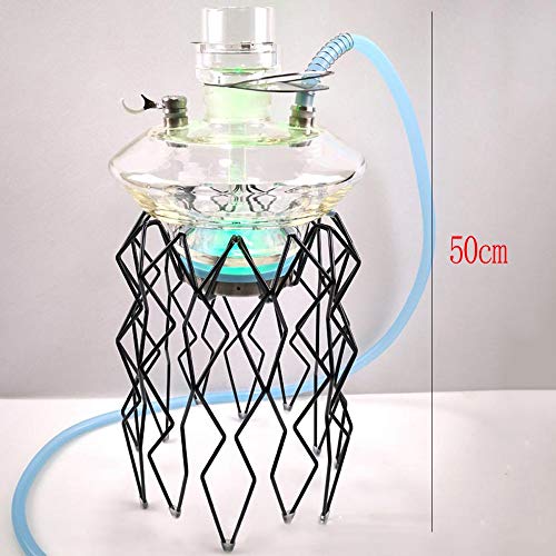 SSOLEREIT Shisha Set mit 1 Schlauch Zubehör LED-Licht Shisha leicht zerlegbar Blase Edelstahl Shisha for eine bessere… – Bild 4