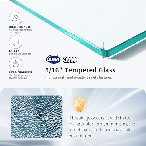 Image of DeerValley 34 inchx74 inch Framed Shower Glass Panel | 5 /16'' Thick Tempered Glass, Stainless Steel Hardware, Reversible Installation, Easy to Clean