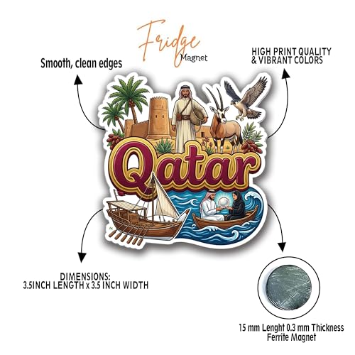 Image of Qatar Fridge Magnet - Premium Engineered Wood, Glossy Finish, HD Print, Precision Laser-Cut Travel Souvenir Gift, Durable Decorative Refrigerator Magnet