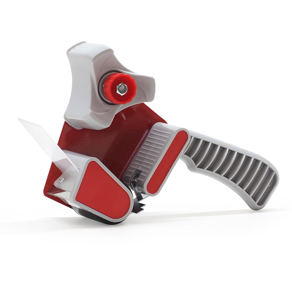 WAYTEX 930913 Packaging Tape Dispenser up to Width 50 mm, Professional Adhesive Dispenser with Ergonomic Handle Grey Red
