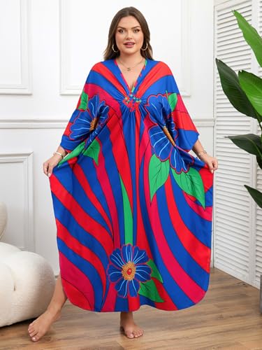 Image of Kaftan Dress for Women - Plus Size Caftan Maxi Beach Dress Moo Moos Loungewear, Swimsuit Cover Up for Beach, Pool or Vacation
