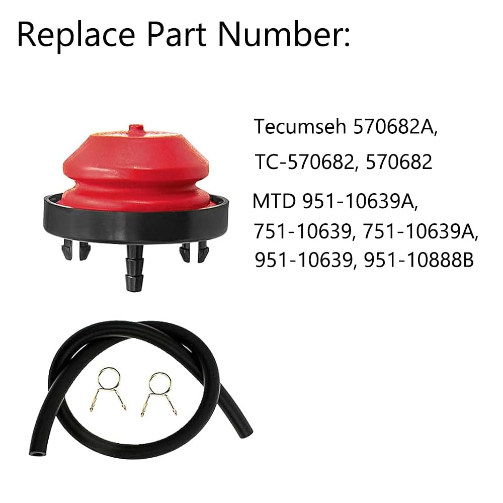 Bombilla de imprimación para soplador de nieve, bombilla de imprimación de carburador con tuberías, repuesto de carburador compatible con motor Tecumseh AV520 HMSK100 HMSK105 HMSK110
