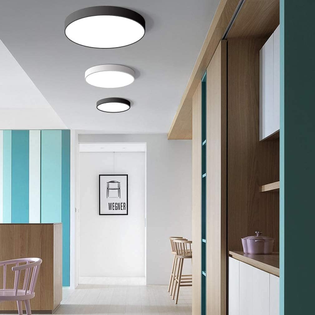 Okrągła lampa sufitowa LED do salonu, vintage, ściemniana, z pilotem zdalnego sterowania, nowoczesna, do jadalni, czarna, metalowa rama, ultra cienka designerska lampa do sypialni, kuchni, biura,