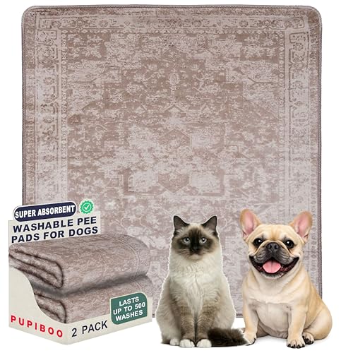 Image of PUPIBOO Washable Pee Pads for Dogs and Cats - Super Absorbent Reusable Puppy Training Pads - 100% Waterproof, Leak-Proof & Non-Slip Whelping Pads for Pet Housebreaking