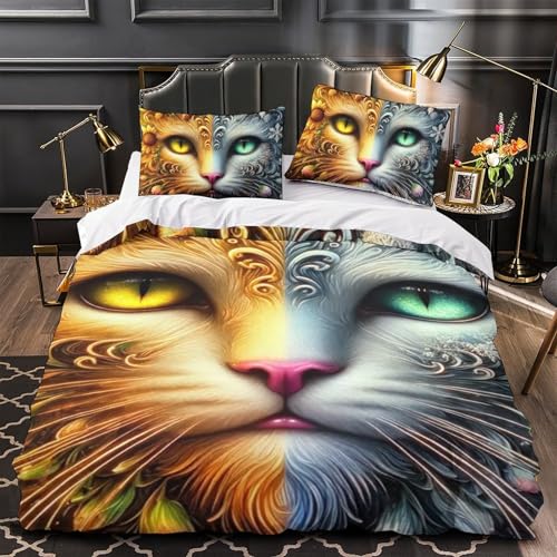 Housse de couette chat 3D anti-plis en microfibre douce facile à border - 4
