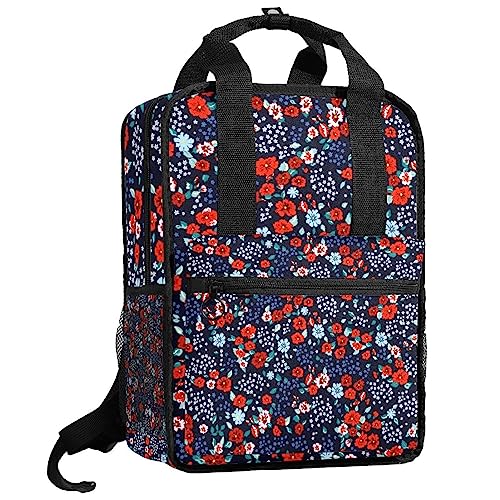 Sac à dos garçons motif fleurs rouges 35.5 cm bretelles réglables enfant