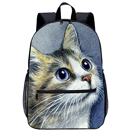 Sac à dos d'école chat pour enfants - Sac d'école unisexe 45x30x15cm