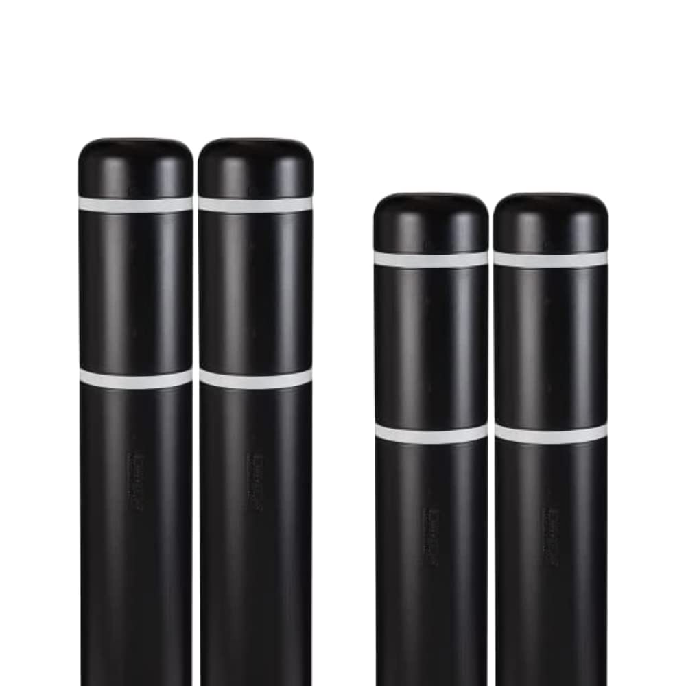 BollardGard 7" x 60" 4-Pack Bollard Cover - Innoplast (Black White Tape)