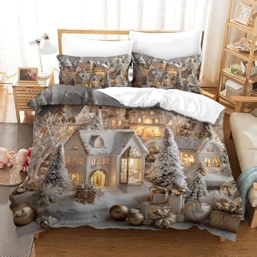 Housse de Couette Noël en Microfibre Résistante avec Impression 3D