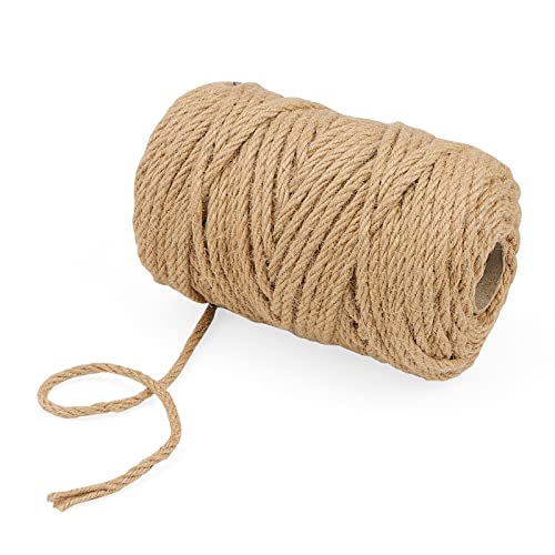 ZEONHAK 80m x 6mm Natural Jute Rope, 1/4 Inch x 262FT Hemp Rope for Garden, Craft