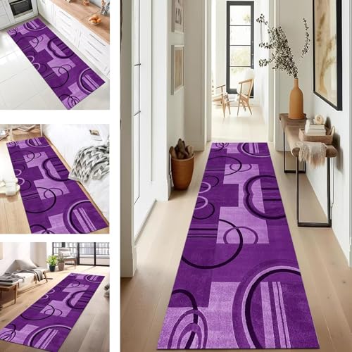 Tapis de couloir anti-fouling lavable violet 100 x 400 cm antidérapant