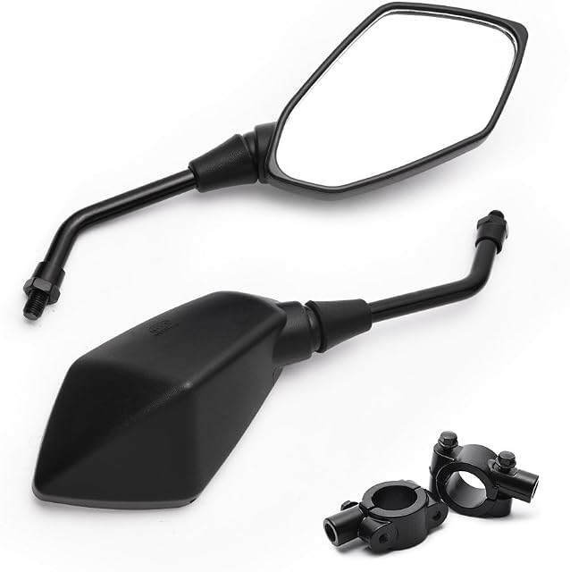MICTUNING Mirror for Motorbike,Universal Side Mirror with 10mm Bolt 7/8 inches Handlebar Clamp Mirror,High Definition,Blast-resistant Handlebar Wing Foldable Mirrors, End Side Mirror (2 Pack)