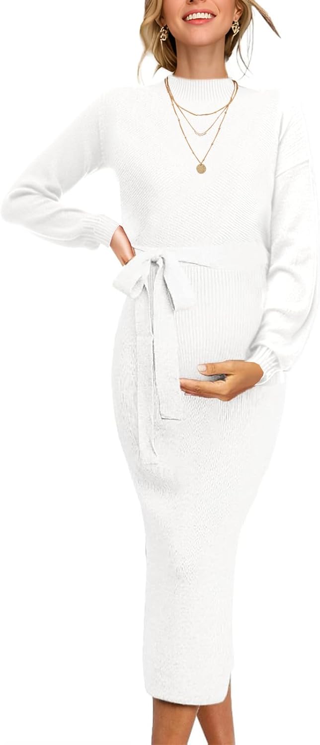 Seiciviy Winter Fall Maternity Sweater Dress 2026 Photoshoot Bridal Shower Side Slit Bodycon Maxi Dresses Pregnancy Clothes