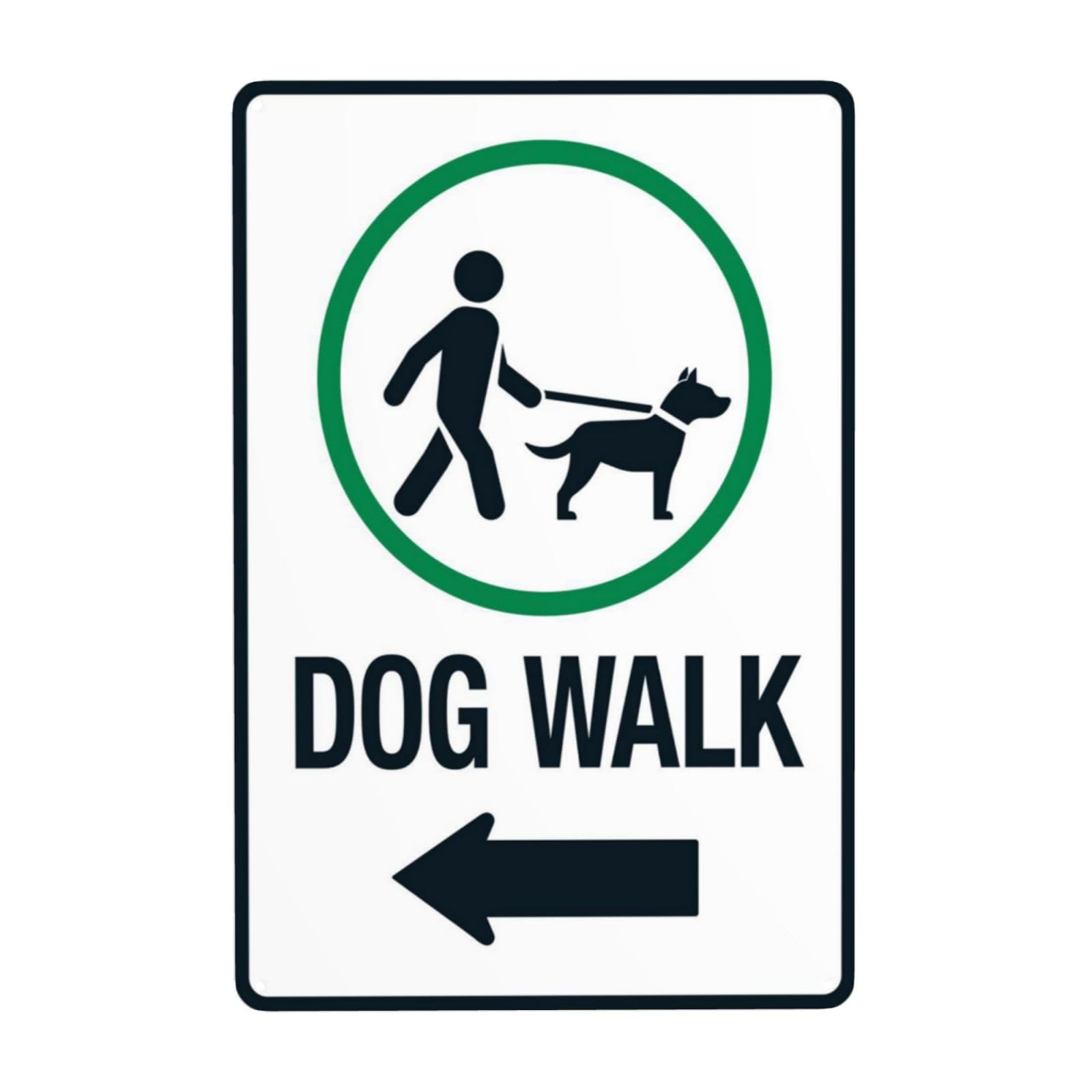 Dog Walk Area With Left Arrow Vintage Metal Direction Guide Sign 12x8 Inch