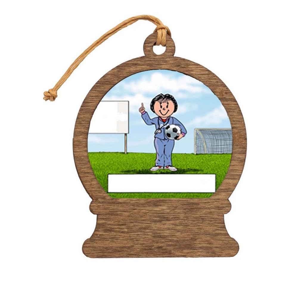 PrintedPerfection.com Personalized Coach, Soccer - Female Wooden Snow Globe Shaped Christmas Ornament