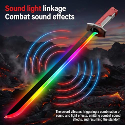 Image of VikriDA Neon Sword Spark Blade Toy with Hit Sensor, Sound & Fog Effect, Type-C Rechargeable - 27 inch Educational Toy