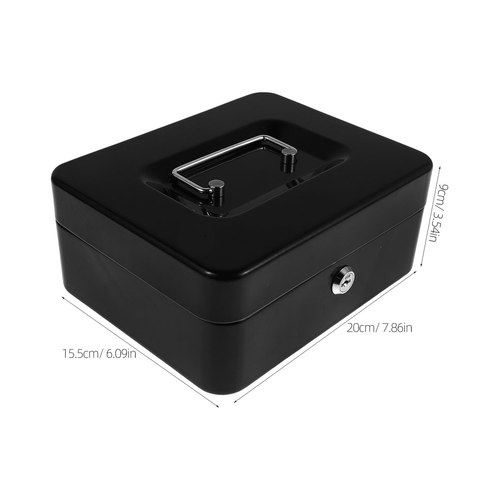 Caja de Ahorro con Cerradura con Llave y Bandeja para Dinero Caja de Seguridad para Euros con Asa Portátil para Viaje y Dormitorio